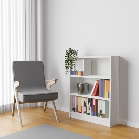 Белый книжный стеллаж, низкий 80x106см