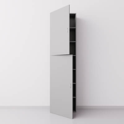 Шкаф из ДСП 1x7 прямоугольников с дверцами, серый